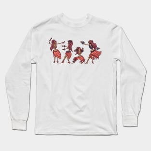 Skeleton Hula Girls Dancing // Creepy Hawaiian Hula Girls Long Sleeve T-Shirt